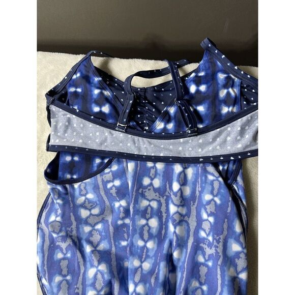 Athleta Mashiko Side Scrunch Tankini Size 36 B/C Blue #211824 Swim Suit Top - Picture 10 of 10